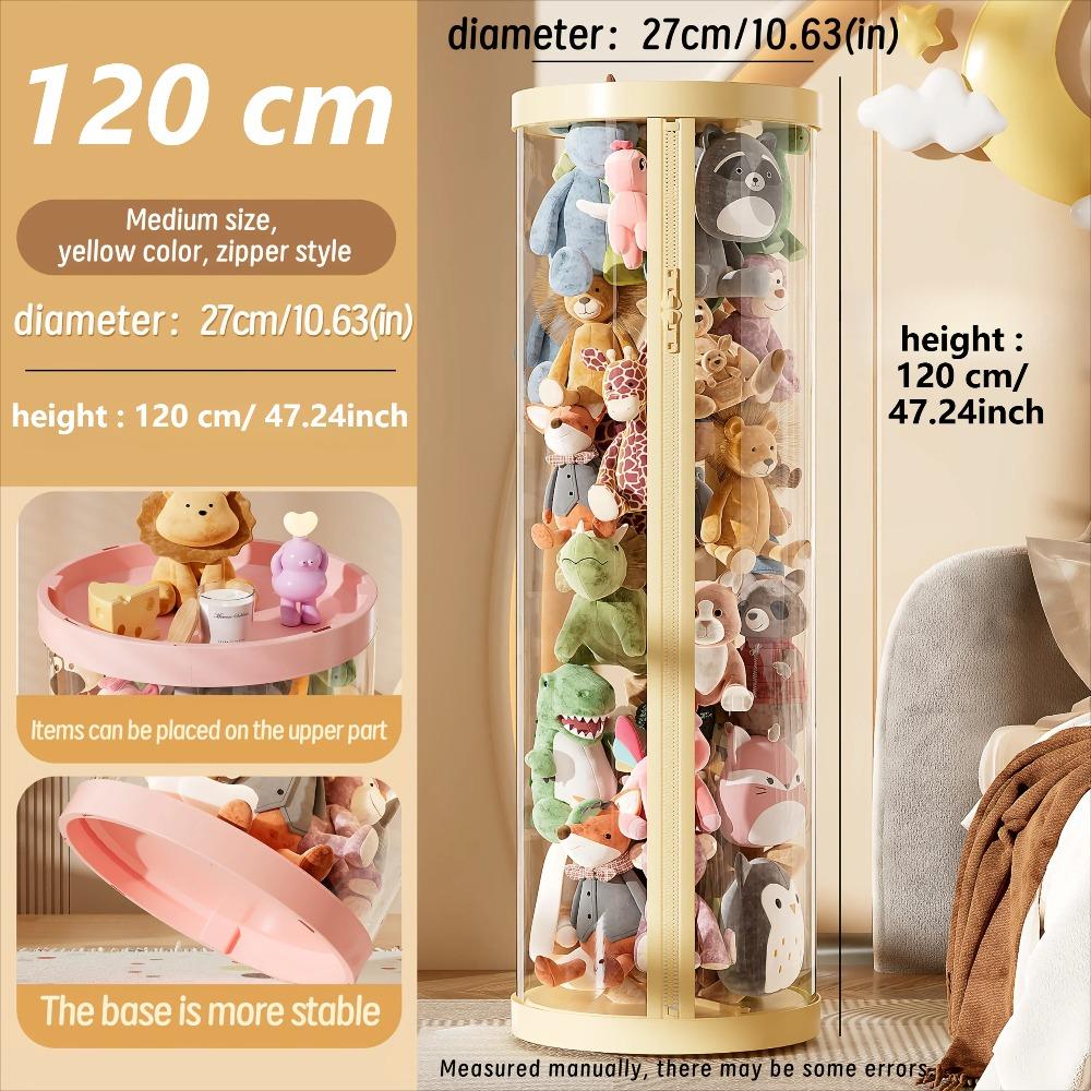 Transparent Storage Box Put Dolls Plush Toys Storage Cylinder with Lid Perfect for Christmas & Halloween Decor All-Round Display