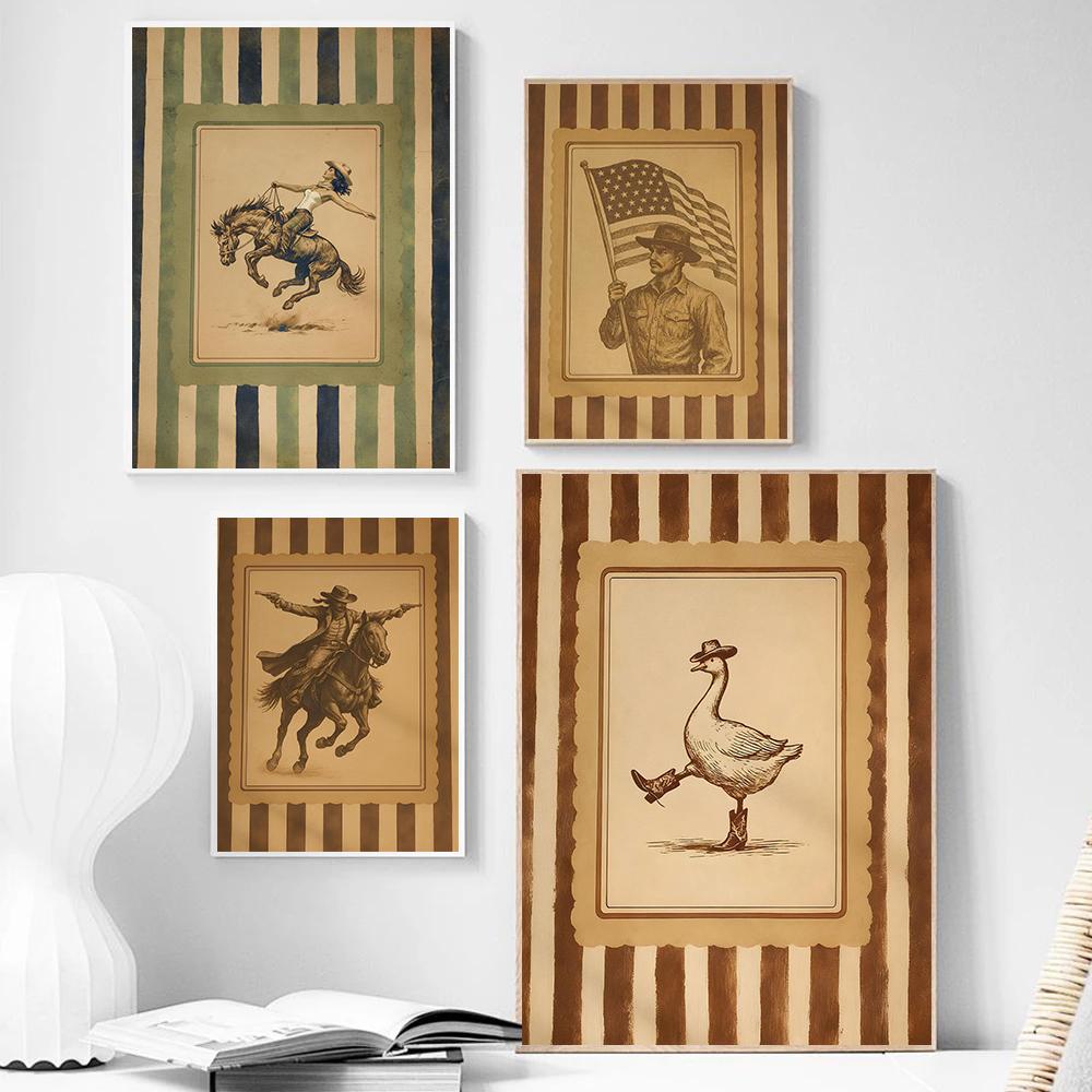 Cool Rustic Wild Western Cowboy Posters Competition Knight Modern Prints Canvas Painting Wall Art Picture Home Living Room Decor