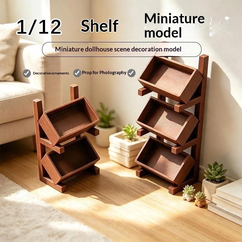 Mini Simulated Display Rack Storage Shelf Exquisite Dollhouse Furniture Ornament for Desktop Small Decor Craft Gifts