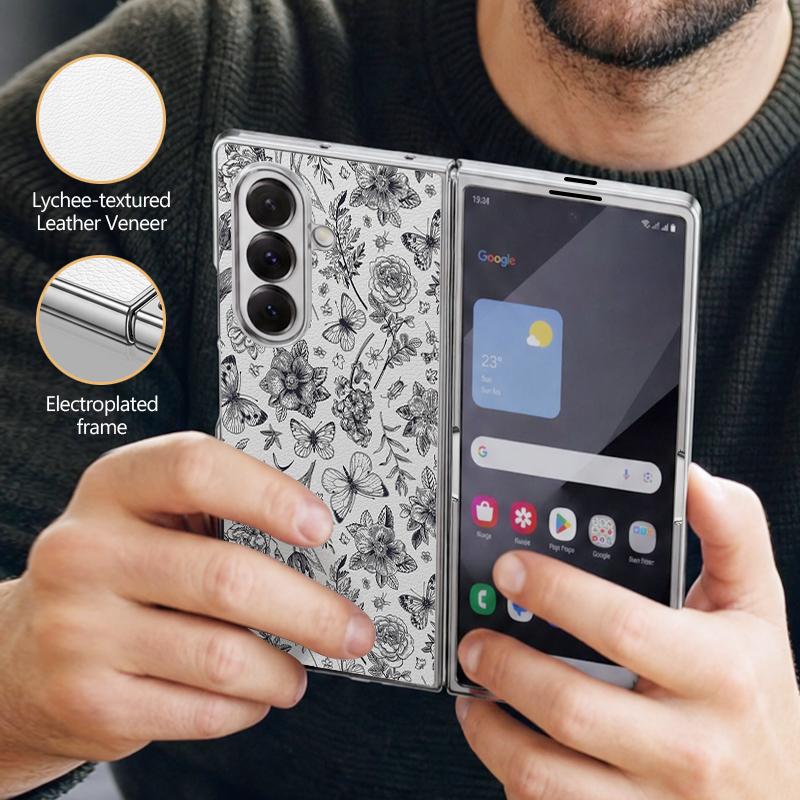 Pastoral Wildflower Case For Samsung Z Fold 8 Ultra 7 6 5 Hybrid 3in1 Leather Skin Plating Folding Phone Cover For Galaxy Z Fold8 Fold7 Fold6