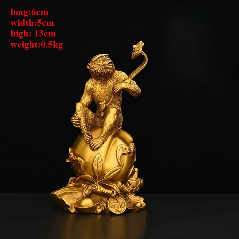 

Copper Ruyi Gold Monkey Ornaments Zodiac Blessing Life Home Living Room Attract Wealth Decor