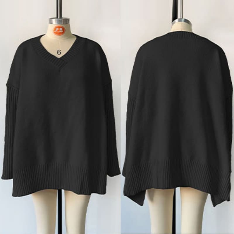 Women's Clothing Plus Size Fashion Knitwear Sweater Sexy Pullover V-neck