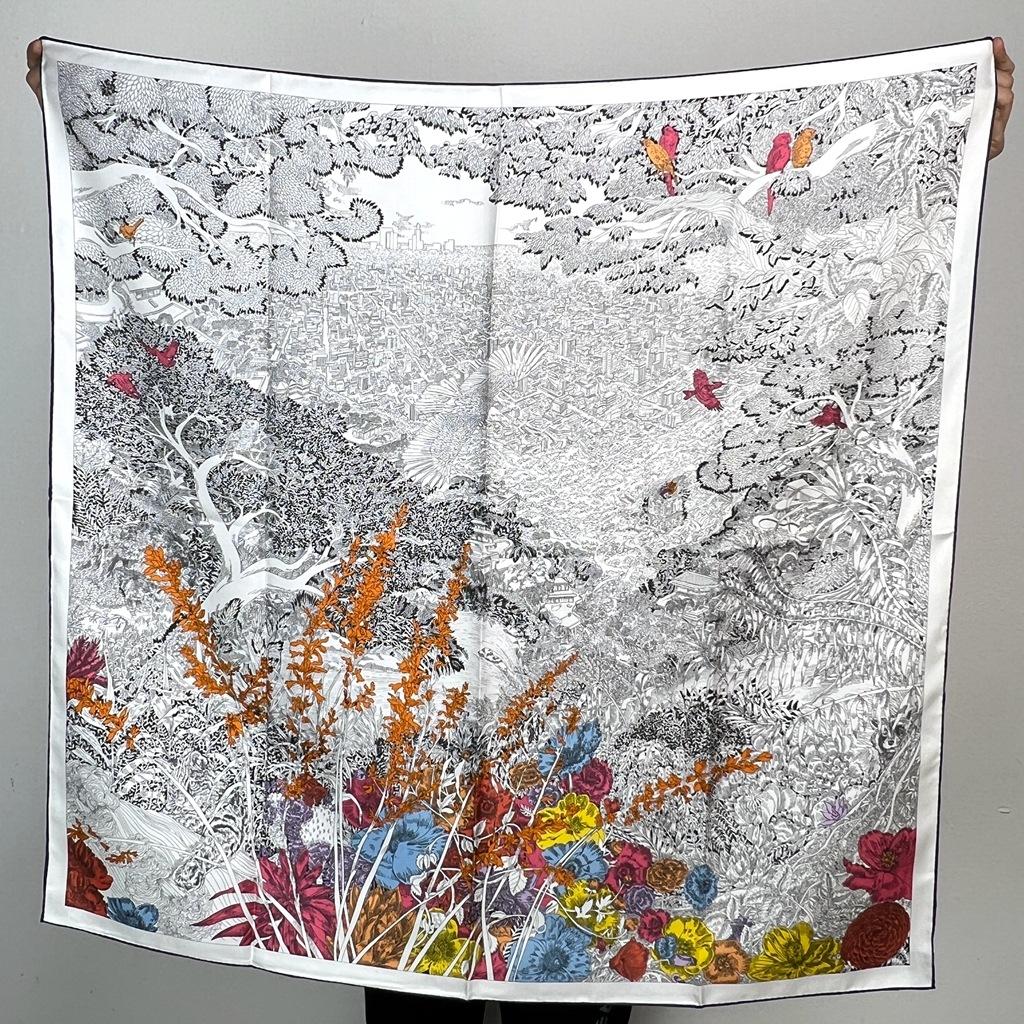 

[Вернуться к природе] Классический универсальный квадратный шарф из 90 шелкового твила, весенне-осенняя шаль, шарф из тутового шелка, шелковый шарф женский 88X88CM