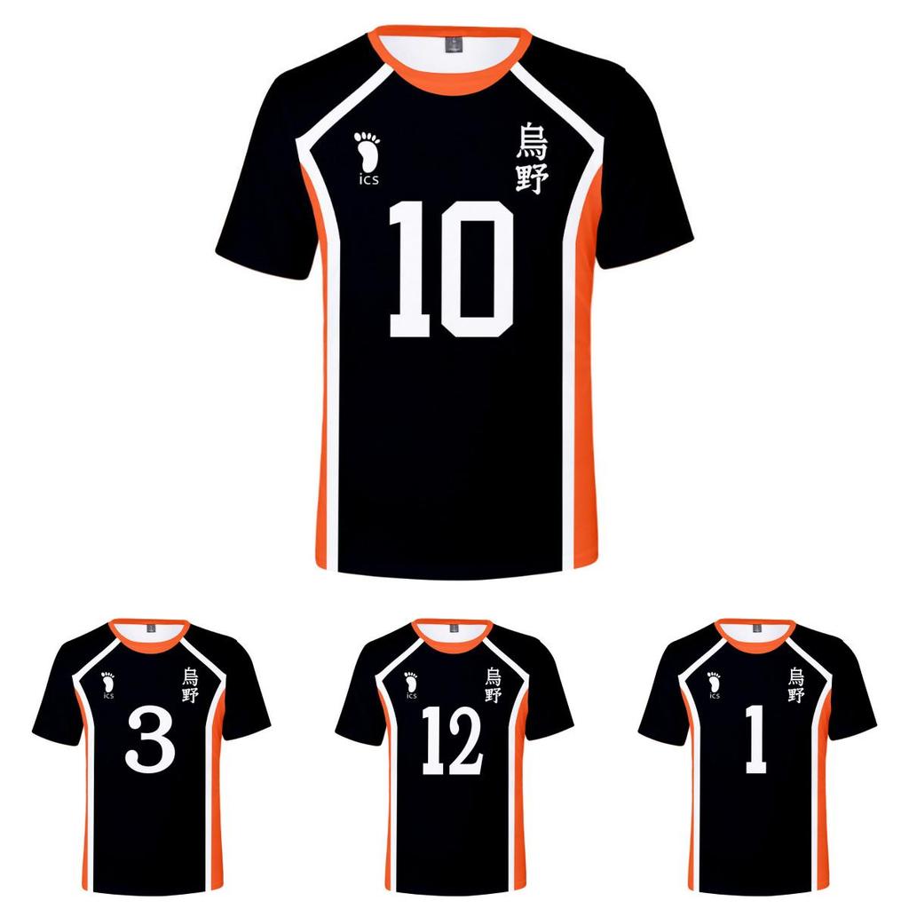 Stylish Haikyuu Cosplay Unisex T-shirt Featuring Karasuno Logo For Anime Fans