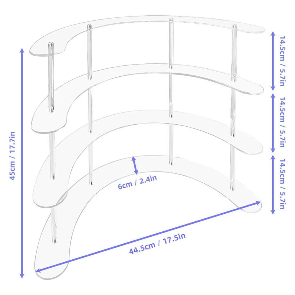 Clear Acrylic Curved Display Stand Shelf for Collectibles Figures and Toys Available In 3 Tier and 4 Tier Sizes