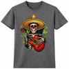 Day Of The Dead T-Shirt Skull Guitar Graphic Tee Mexican Sugar Skull Gift Top