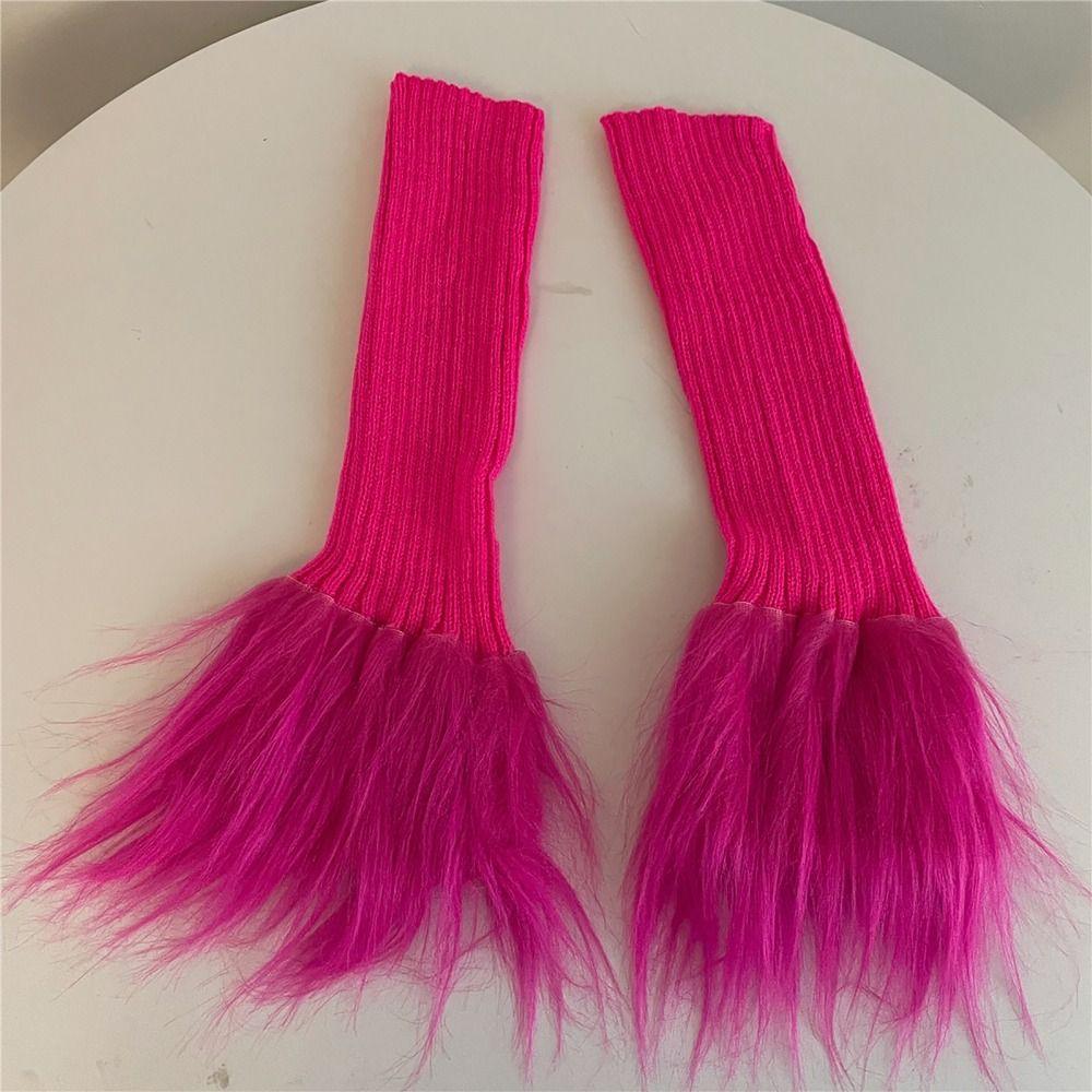 Avec Guêtres à Bordure en Fourrure Tricot Côtelé Manchettes de Bottes Chauffe-Pieds Chauds Femmes Filles