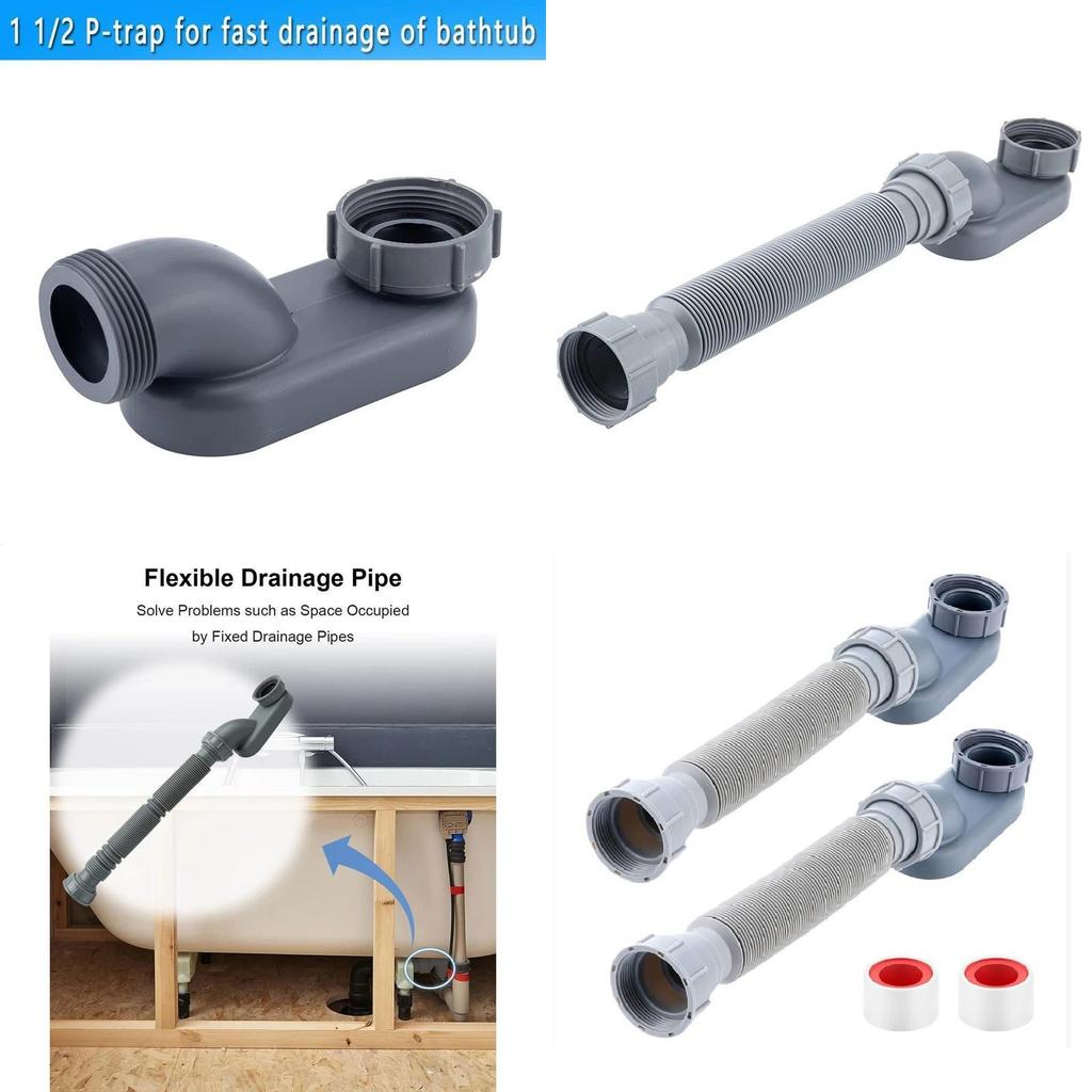 Waterproof 1/2 P Trap With Sealing Tape For Bathtub And Shower Drain Connection