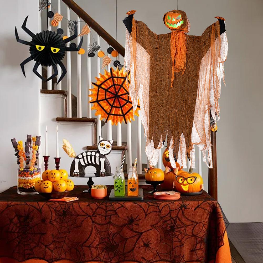 Spooky Halloween Hanging Floating Pumpkin Lights Light&Sound Pumpkin Decorations Pumpkins Ghost Lights for Indoor Outdoor Yard
