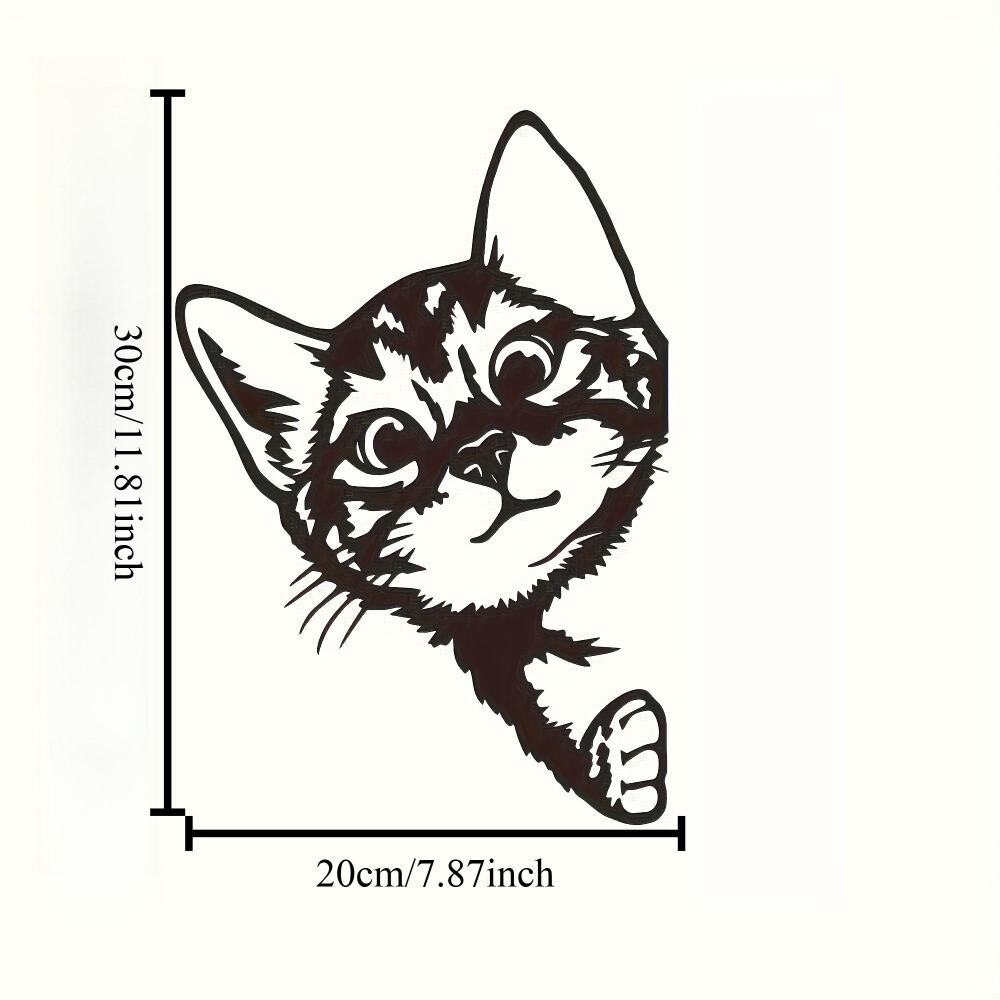 Metal Cat Wall Art Black White Design Indoor Outdoor Home Office Garden Decor Christmas Thanksgiving Gift Pet Lovers