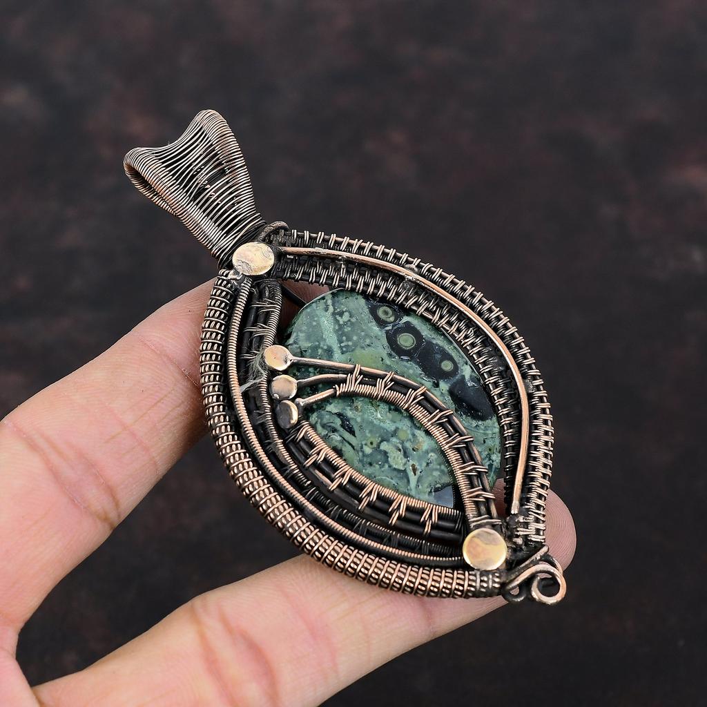 Pandantiv Jasp Kambaba Pandantiv Înfășurat în Sârmă de Cupru Pandantiv Făcut Manual Bijuterii cu Piatră Prețioasă Naturală Pandantiv Făcut Manual Cadou de Logodnă Bijuterii din Cupru