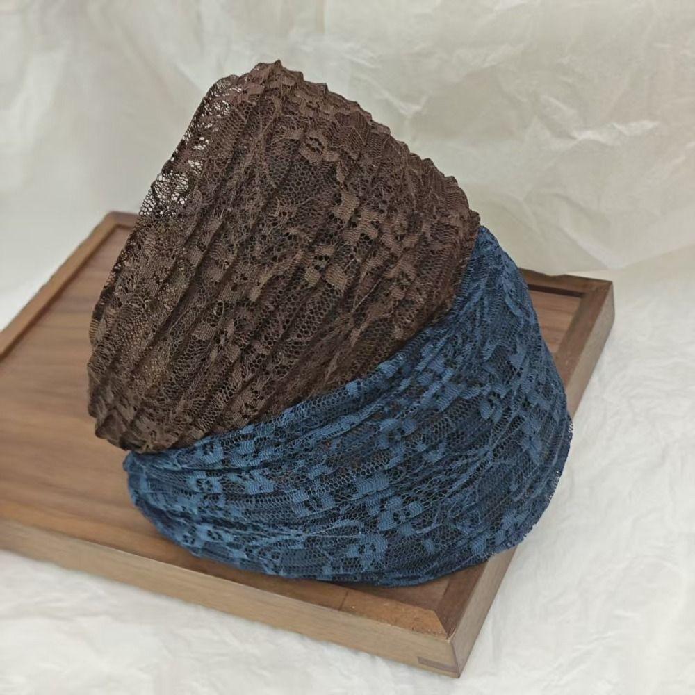 Elastic Wide Side Hair Hoop Hollow Women Lace Hairbands Lace Mesh Hair Band  for Women Girls