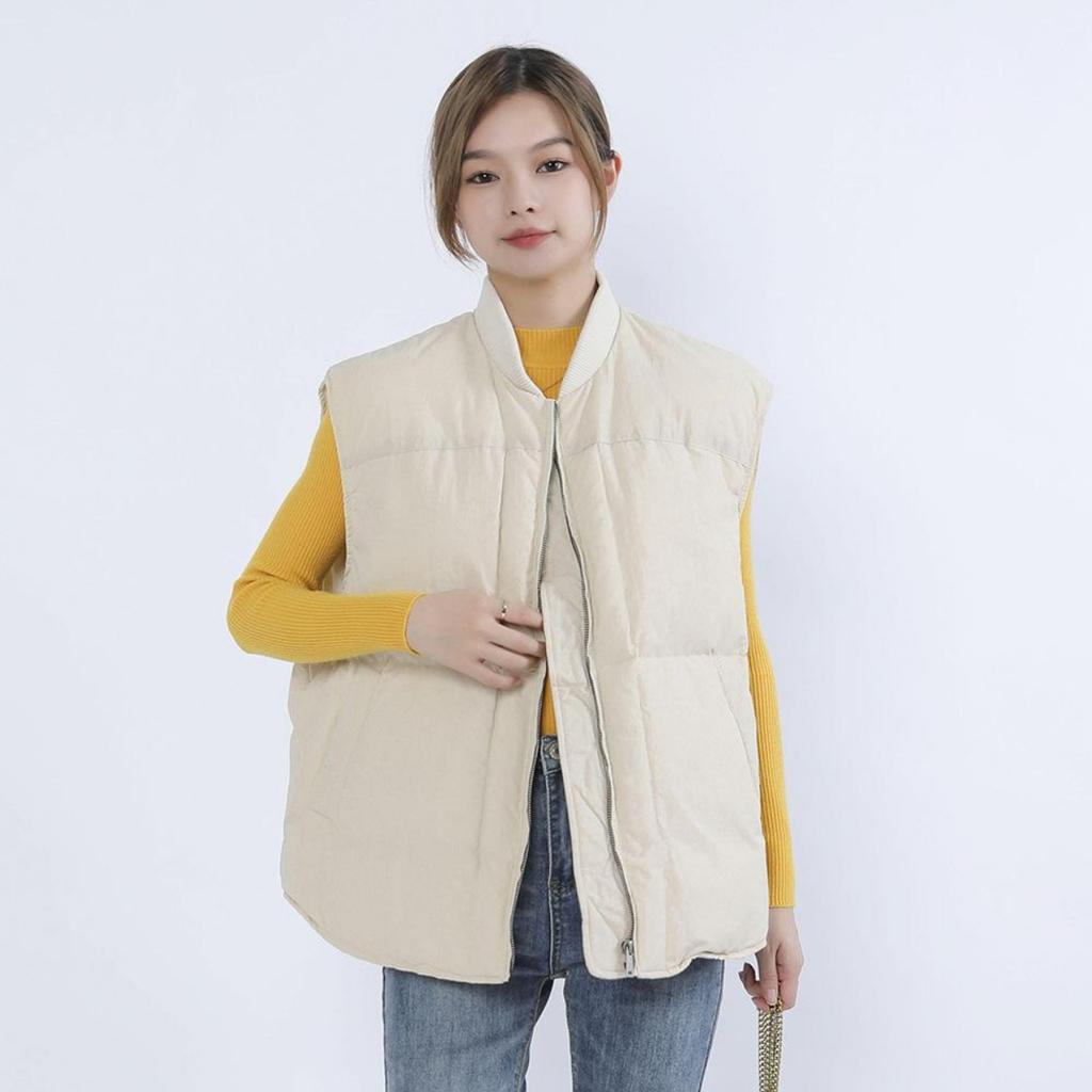 Feather Simple Loose White Duck Down Solid Color Knitted Collar Vest Sleeveless Women's New Down Vest