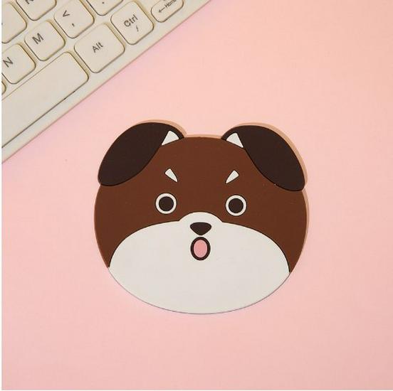 Cute Cat & Puppy Expression PVC Silicone Non-slip Heat Insulation Coaster Mat