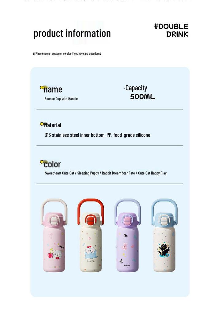 High-Quality Cartoon Thermos Cup with Straw