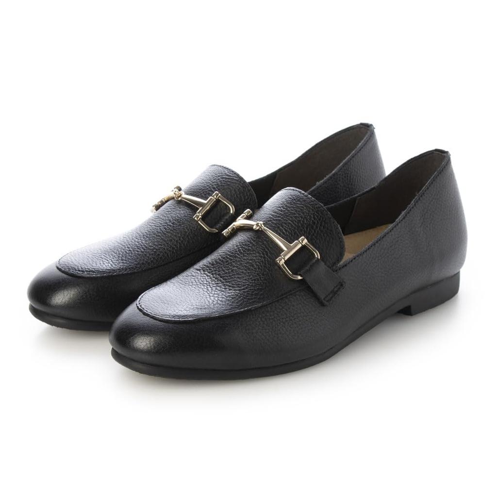 ING Size IGSQ52276E Women's Loafers, Black, 24.5cm,