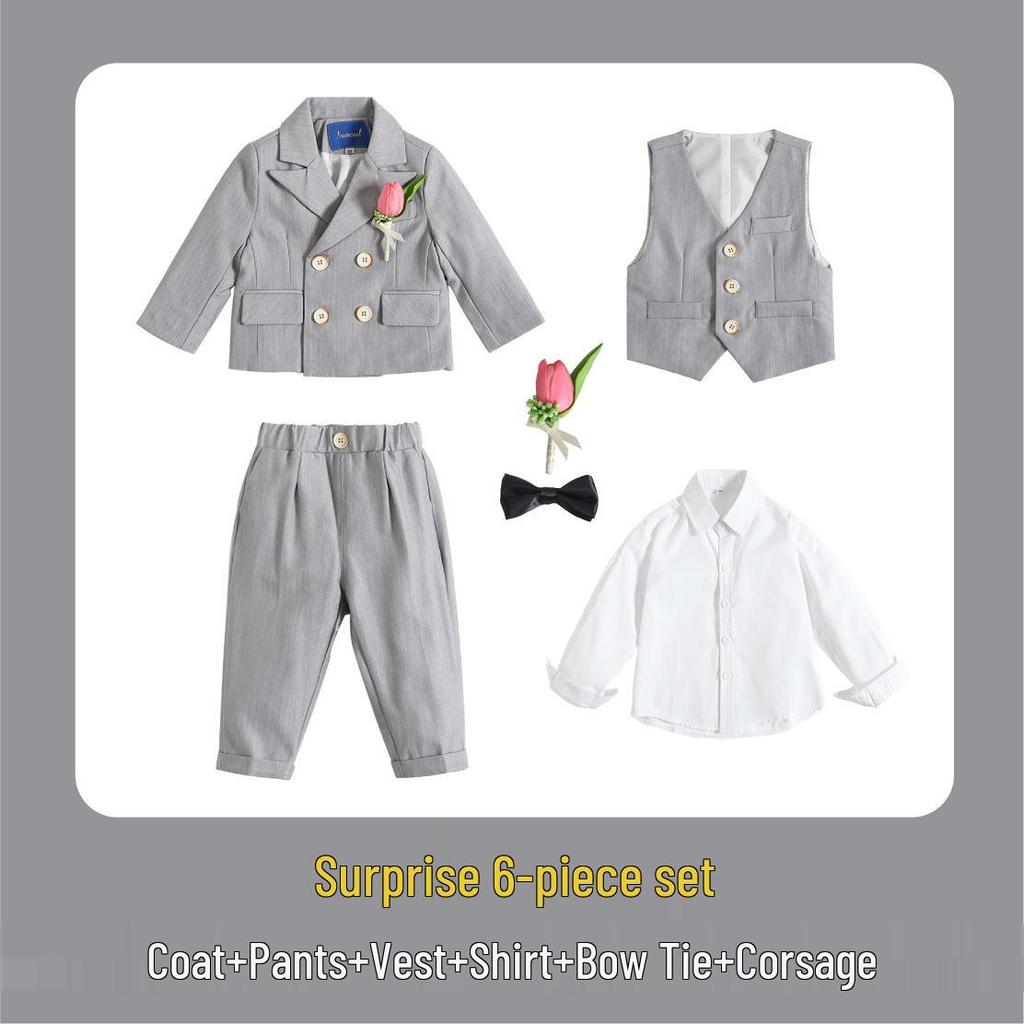 Jungen Dreiteiliger Festanzug mit Weste - Pageboy Geburtstagsoutfit