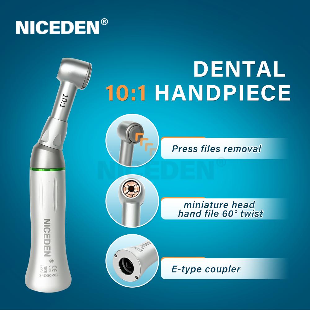 Niceden Dental 10:1 Reduction Contra Angle Handpiece 60°Twist Reciprocating Hand Files Head For Endodontic Dental Oral Equipment