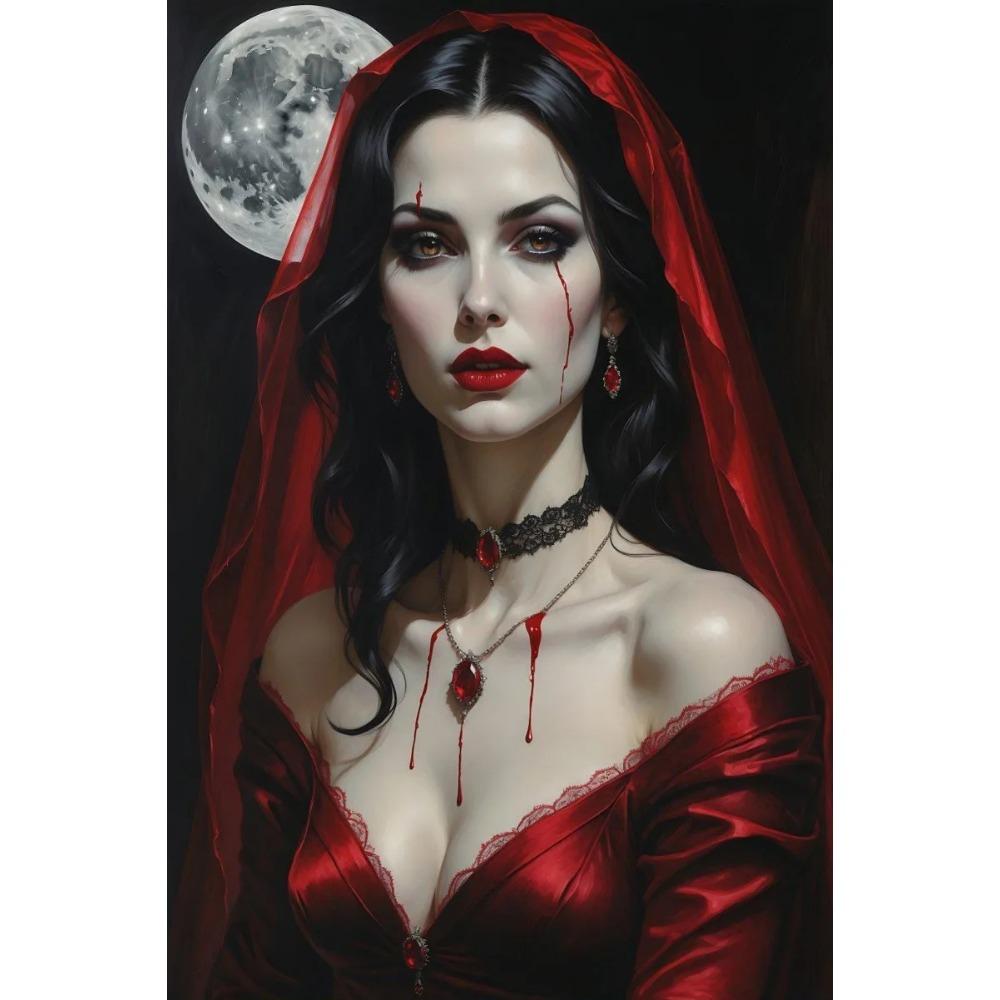 Dark Fantasy Romantic Gothic Vampire Queen Horror Blood Poster Print Wall Art Pictures Canvas Painting Living Room Home Decor