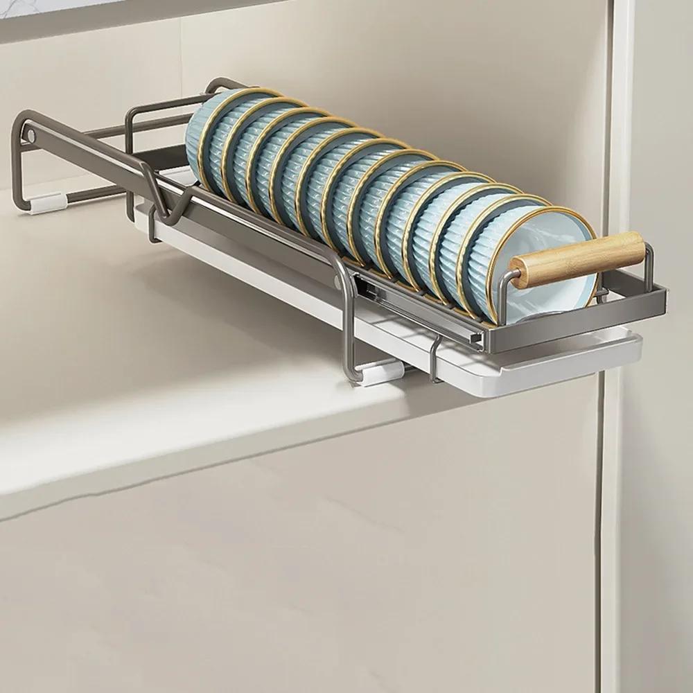 Single Tier Dish Drying Rack Metal Anti-Slip Under Sink Rack Multifunctional Wear Resistant Pull Out Drawer