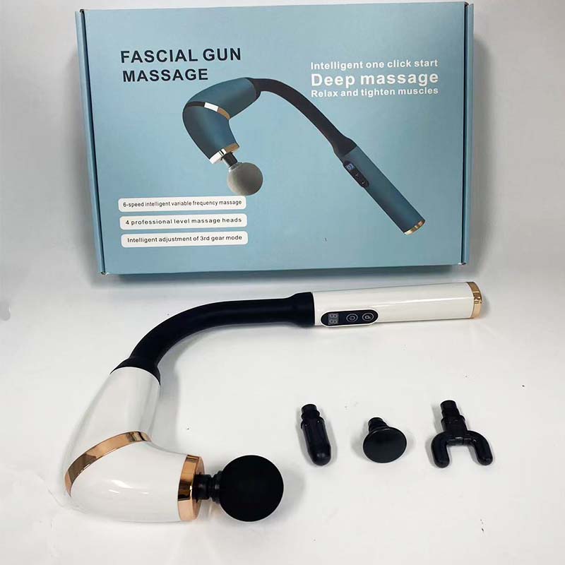 Portable electric massage gun with extended handle, deep tissue revolutionary U-shaped back massager, relieves fatigue