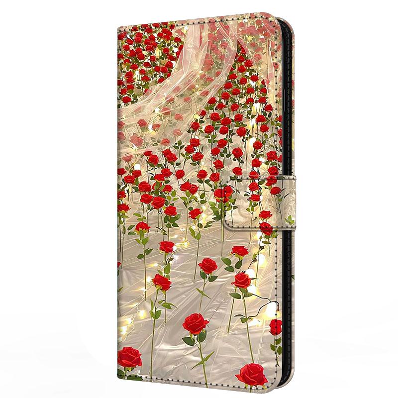 Rosenlederhülle für ZTE Axon 40 LITE Cartoon-Ständer Buch-Geldbörse Klappbare magnetische Handyhülle für ZTE Blade V50 Design V41 V50 Vita