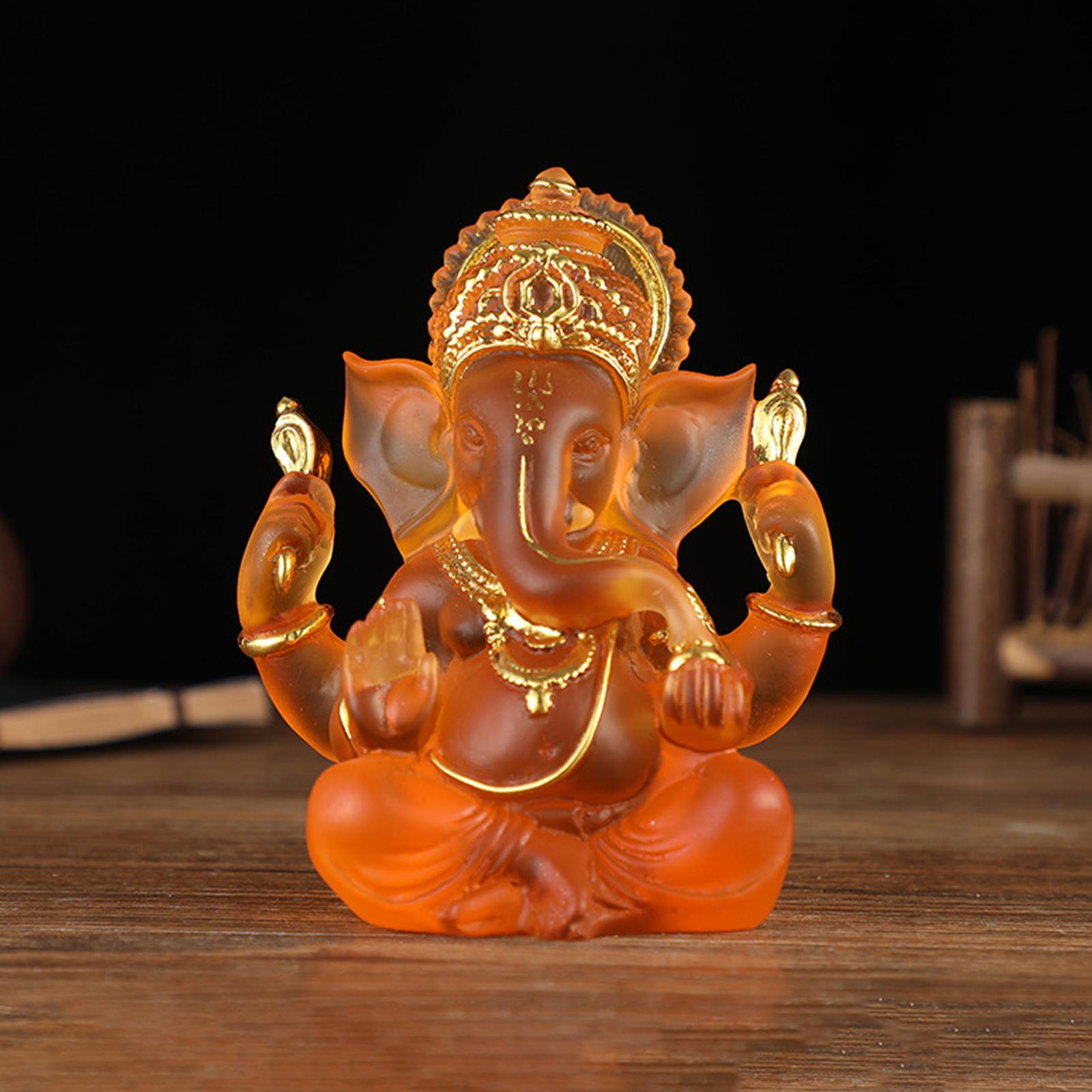

Ganesha Figurine Indian Lord Ganesh Statues Buddha Sculpture Home Decoration помаранчевий