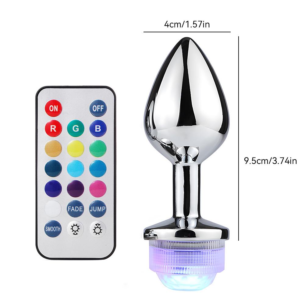 Wireless Remote Control Metal Luminous Anal Plug Prostate Massage Butt Plug with LED Anal Tail Sex Toy Adult Products for Women