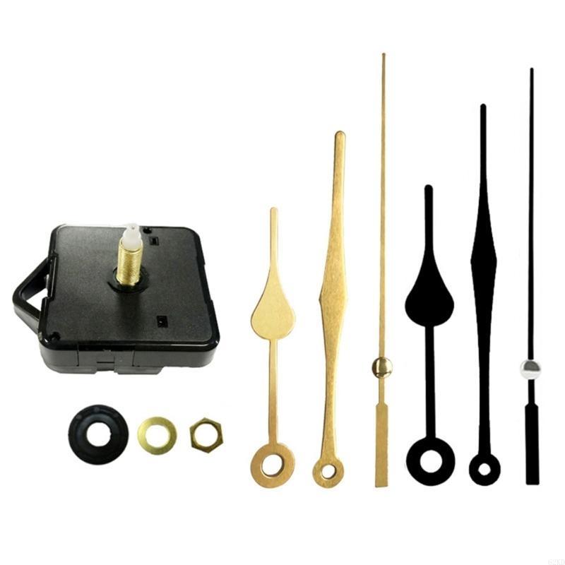 62KD Wall Clock Repair Part DIY Wooden Clock Mechanism with 10 Sets Clock Hands Low Noise Movement 23.5mm Shaft Length