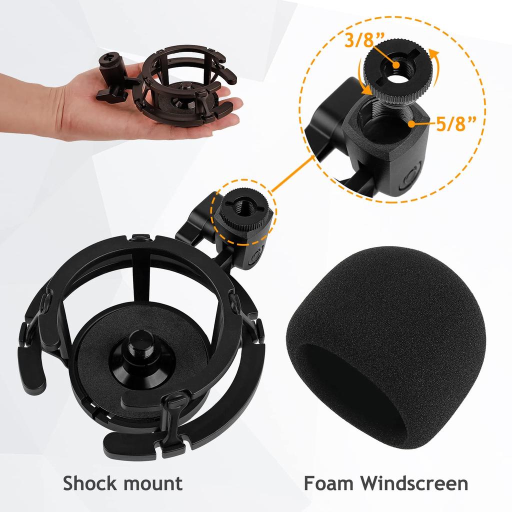 Silence Razer Mini Shock Mount with Foam Windscreen Cover, Anti-Vibration Suspension Shock Mount Microphone Holder, Clip Pop Filter for Seiren AVATAR