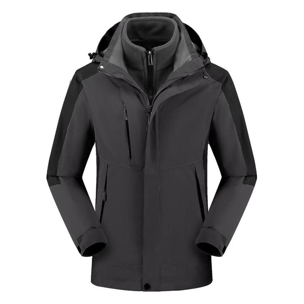 

Зимняя флисовая куртка с цветными блоками. Штурмовой костюм «три в одном» для мужчин и женщин. Ветрозащитная и теплая куртка для ежедневного отдыха и исследований на свежем воздухе. 4XL серый