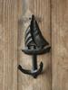 Cast Iron Hooks Sailboats Retro Make Old Double Hook Wall Mounted Home Furnishings Garden Balcony Corridor Wall Hooks Decorate