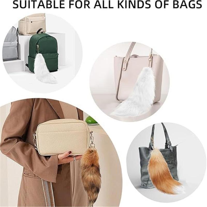 Set of 3 Oversized Faux Furs Keychains Halloween Foxes Tail Key Chain Elegant Bag Decoration Car Accessories