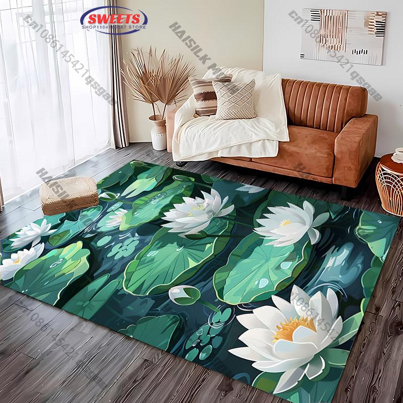 Lotus-Themed Carpet for Meditative Home Decor rug for home sofa bedroom, gift mat