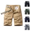 Men Cargo Shorts Casual Fit Cotton Multi Pocket Shorts with Belt Zipper Fly Relaxed Outdoor Wear