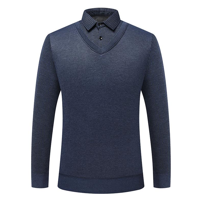 Pánský podzimní/zimní svetr - Volný rolák Falešný dvoudílný Módní ležérní Kvalitní látka Pletený top Pohodlný Teplý Pohodlné pletené zboží