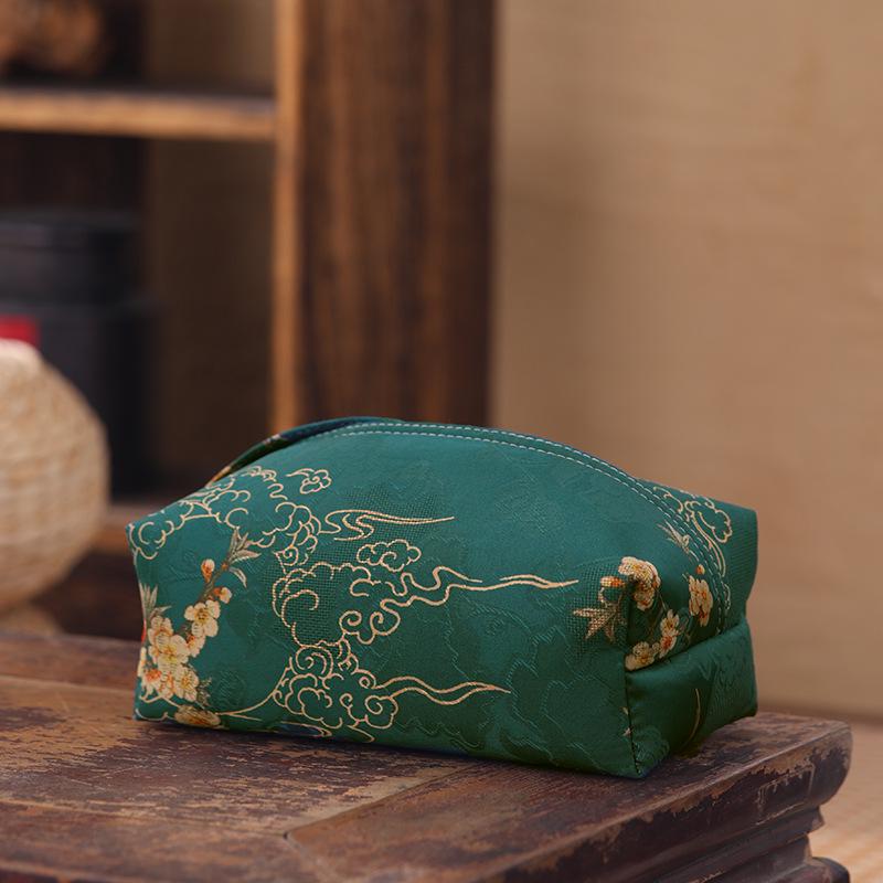 Chinese Style Jacquard Fabric Tissue Box Cover - Elegant Pull-out Design for Desktop and Tea Rooms