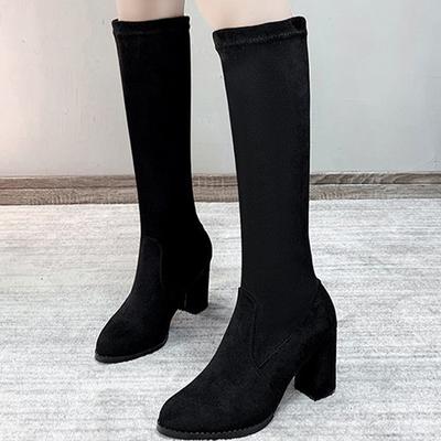 High Heels Elegante Frauen Wildleder Hohe Stiefel Winter Kniehohe Schuhe Frauen 2024 Trend Wanderschuhe Pumps Sexy Mujer Zapatos Botas
