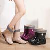 Regenstiefel Damenmode Outdoor Wasserdicht Rutschfest Küche Arbeit Gummischuhe Regenstiefel Winter Mid-Calf-Stil Warm