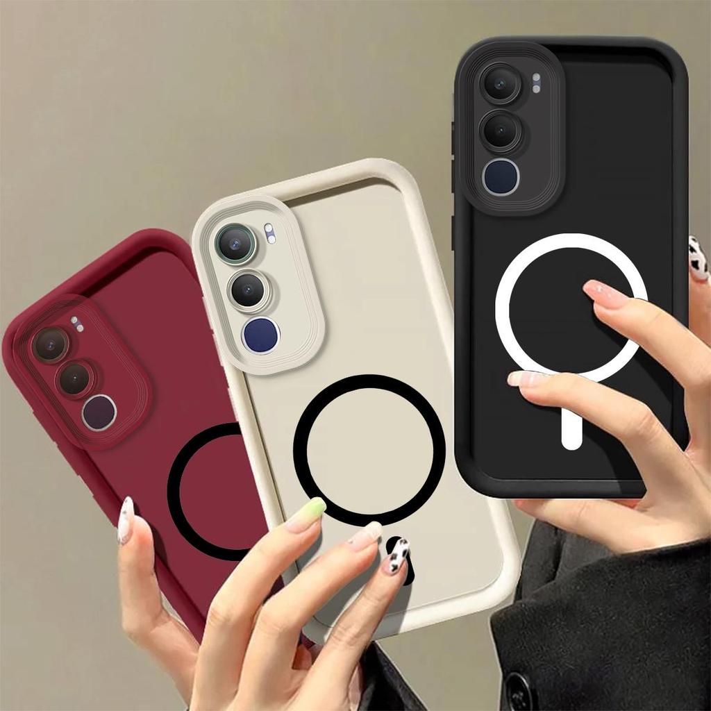 Morandi Color Soft TPU Case for Vivo Y19s,Y19s Pro Iron Ring For Magnetic Accessories Shockproof Cover