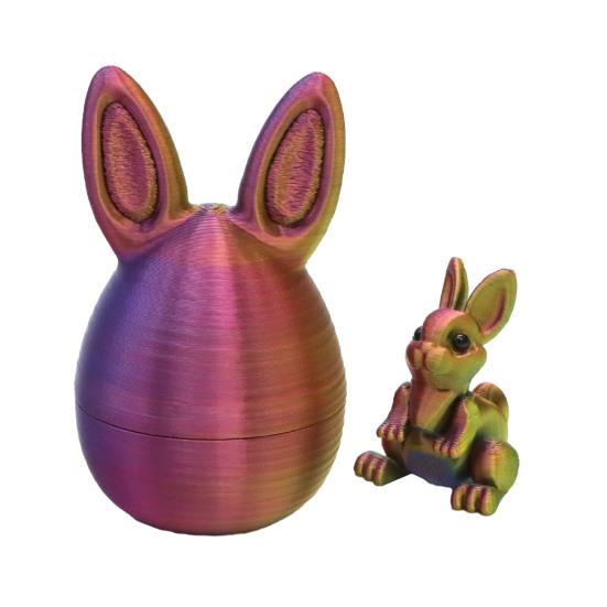 Påskhare Öra Äggprydnad med Ledad Kanin Inuti 3D-printad Rörliga Leder Kaninfigur Fidgetleksak Påskhelg Festdekoration