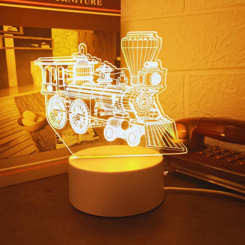 Retro steam train 3D night light, USB monochrome warm light, very suitable for bedroom environment and room decoration