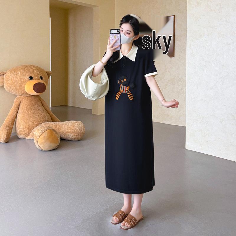 

2026 Plus Size Casual Maternity Knit Dress - New Style Summer Wear XL чорний