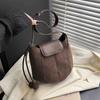 Autumn and Winter Matte Splicing Retro Bag Women's Messenger Bag Fashion Niche Shoulder Bucket Bag