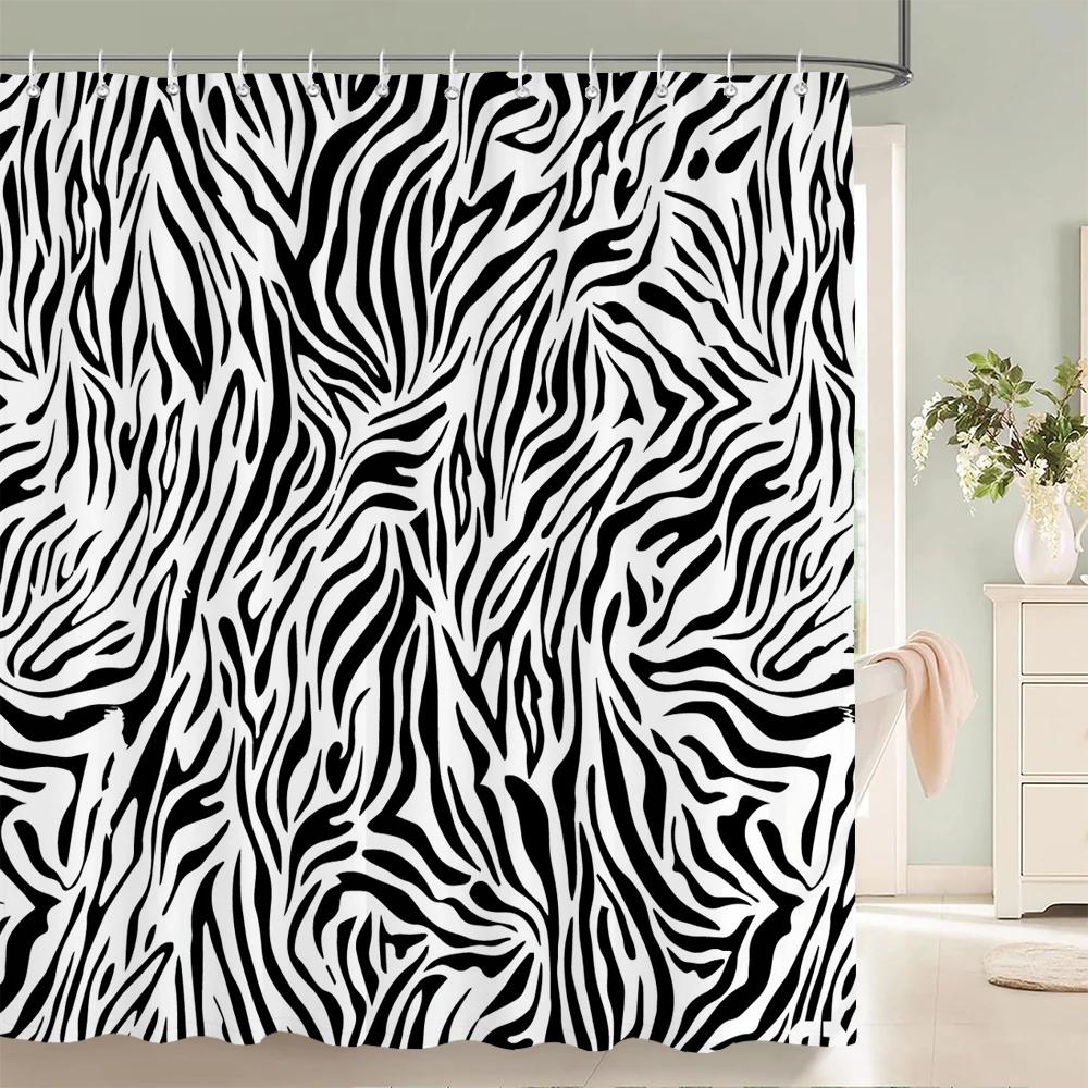 Zebra Animal Shower Curtains With Hooks Waterproof 3d Bathroom Curtains Decoration 180*240cm Printing Washable Bath Screen