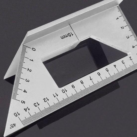 Riglă de unghi pătrată multifuncțională de 45/90 de grade Instrument de măsurare pentru prelucrarea lemnului