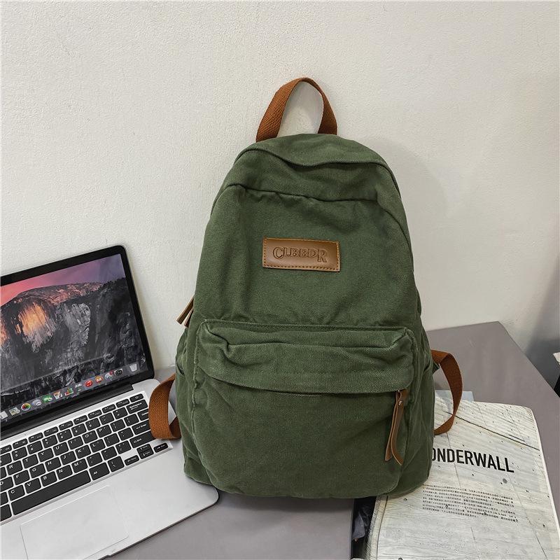 Amerikanischer High School Retro Rucksack Alt Gewaschener Canvas Rucksack für Männer und Frauen Schultasche für Studenten