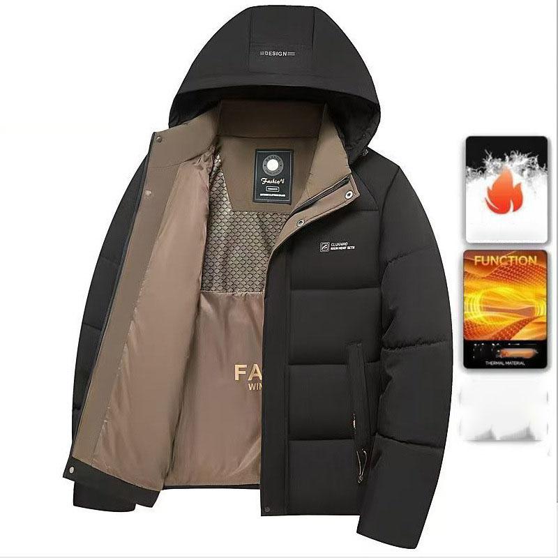 Winter Parka Men Thicken Casual Coat Slim Fit Outwear Waterproof Warm Solid Color Outdoor Outwear Hooded Coat