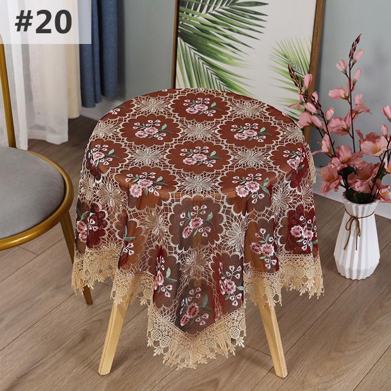 

Скатерть с кружевной цветочной вышивкой в европейском стиле, многофункциональная пыленепроницаемая скатерть для обеденного стола, кофейного столика, чайного столика, домашнего декора 110x110cm