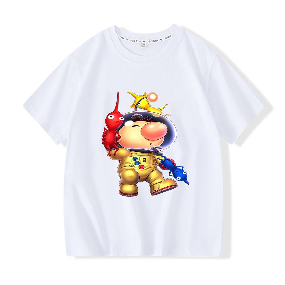 100% Cotton Game Pikmin Children's T-Shirt Cartoon Graphic Printing Tees Funny Casual Kids Top Soft O-Neck Short Sleeve Summer